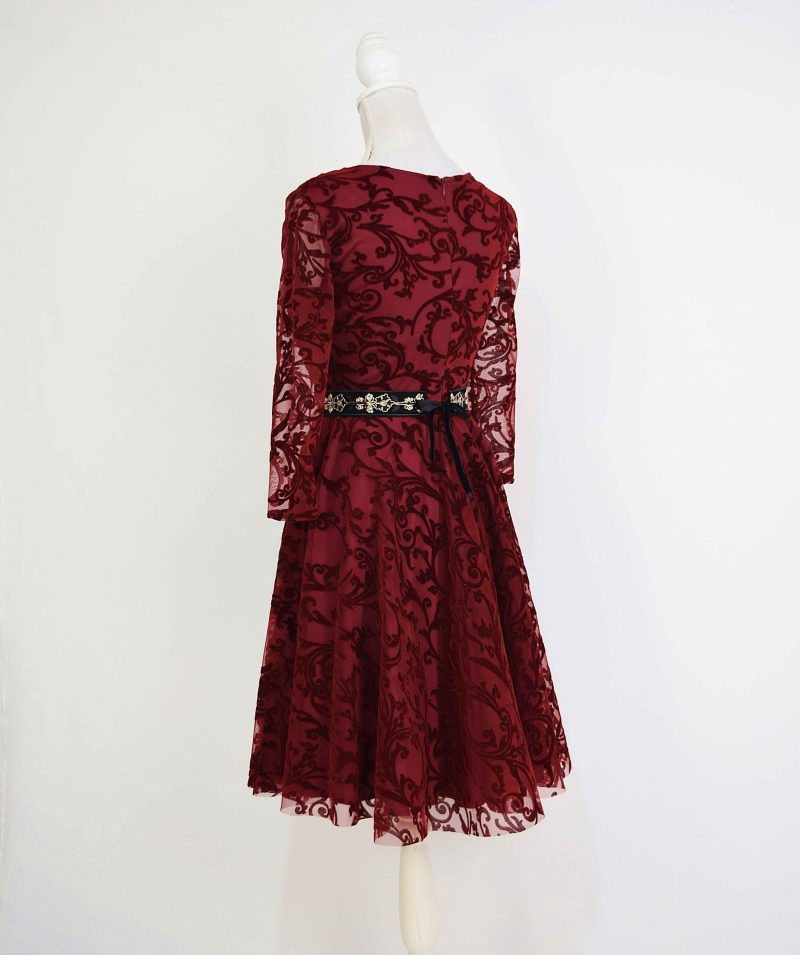 Rochie de ocazie din tulle cu broderie catifea visinie Ariana2