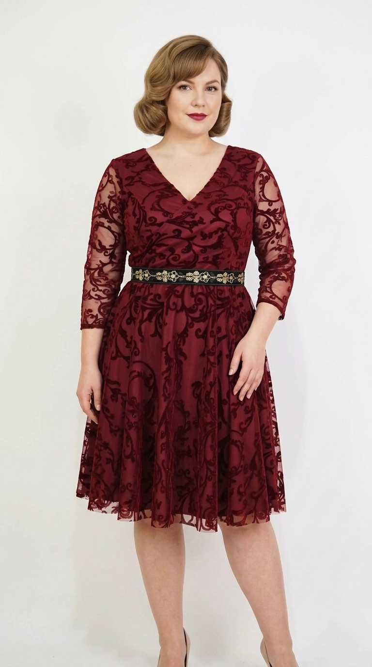 Rochie de ocazie din tulle cu broderie catifea visinie Ariana2