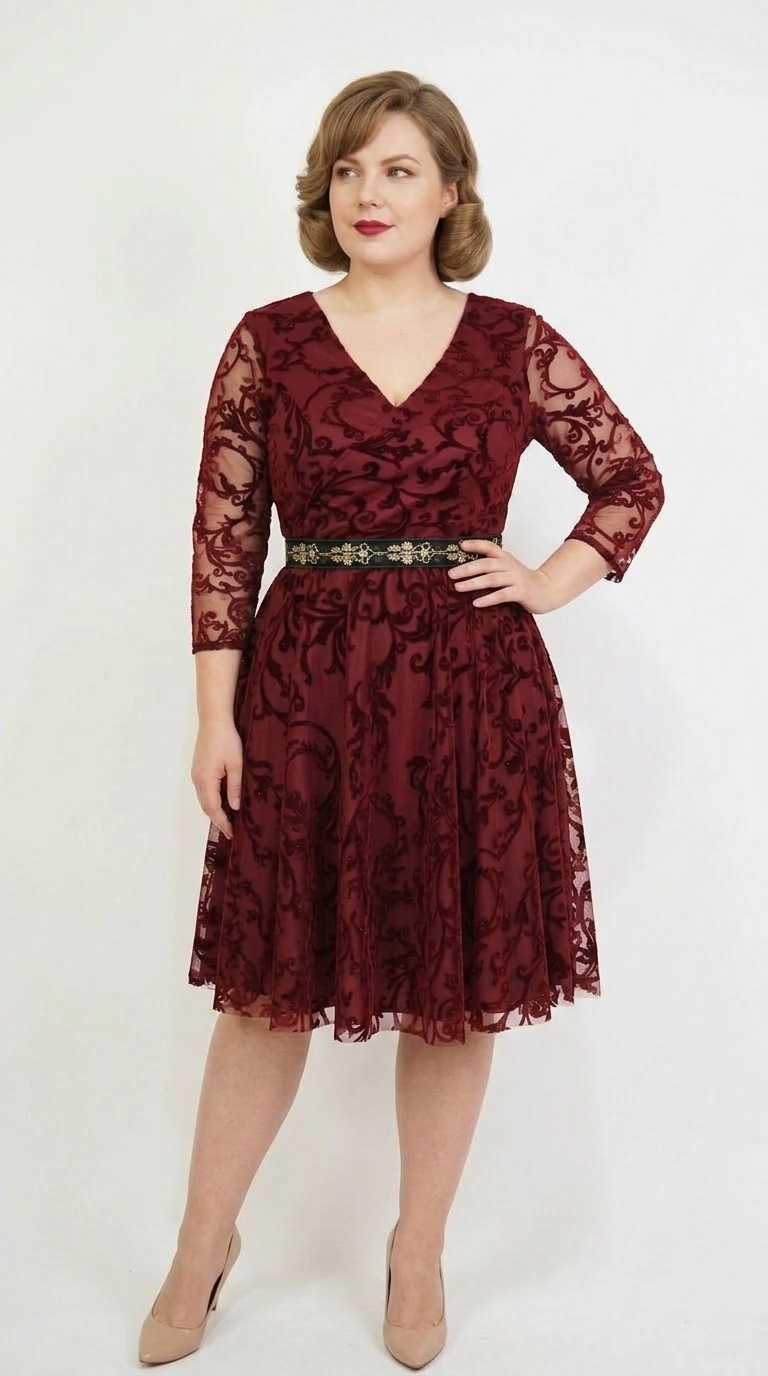 Rochie de ocazie din tulle cu broderie catifea visinie Ariana2