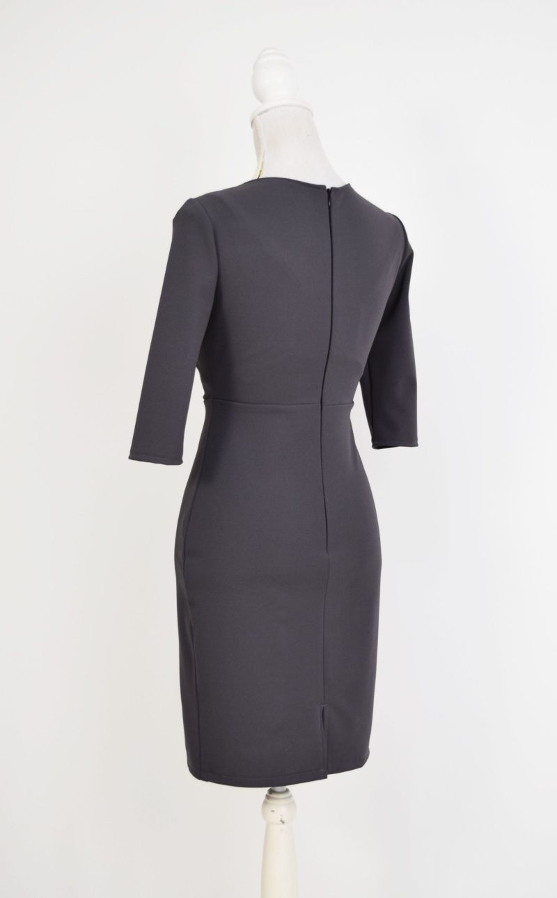 Rochie eleganta gri cu broderie 3D Rebeca