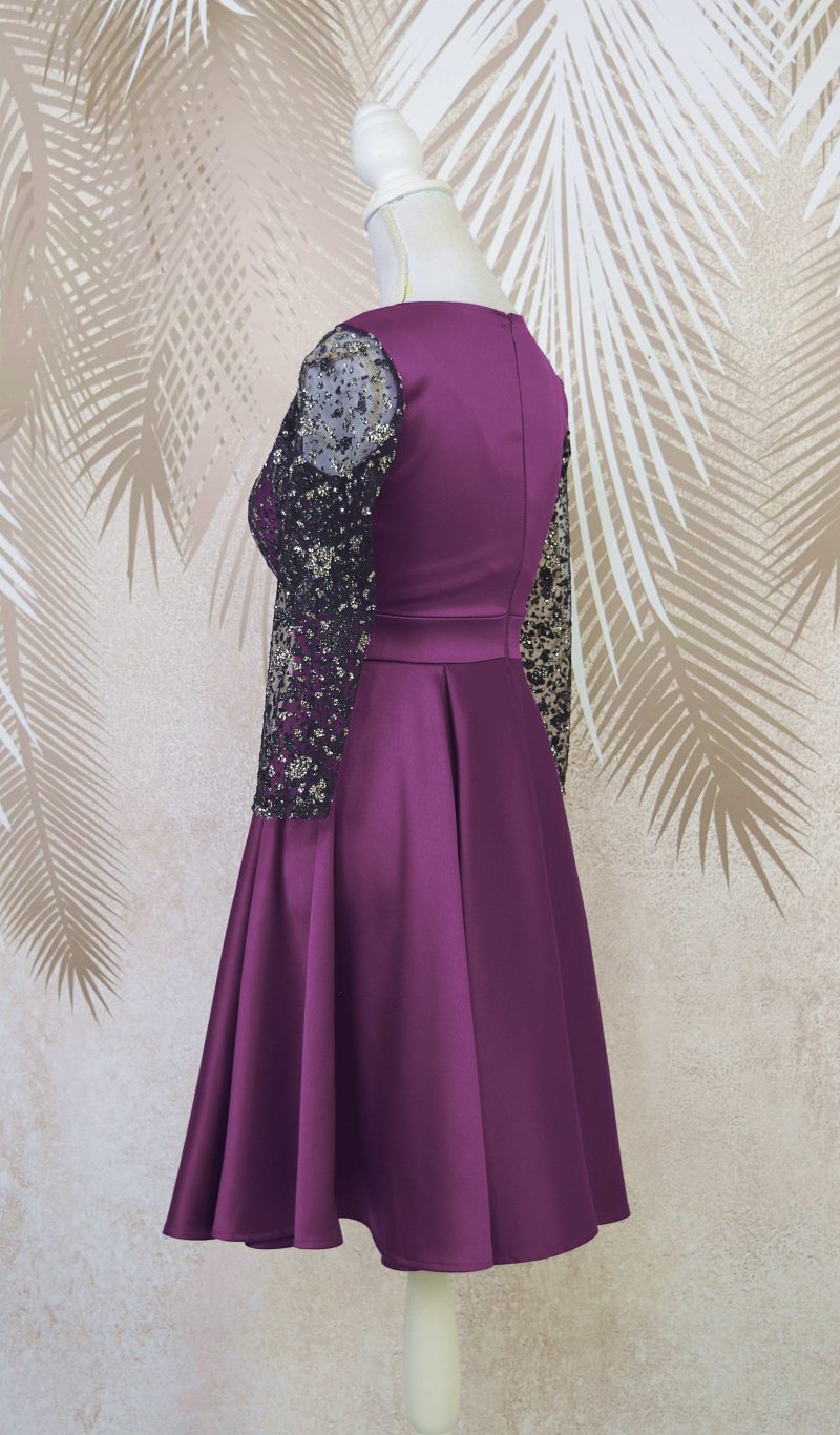 Rochie de ocazie din tafta mov cu tulle cu gliter Noelia
