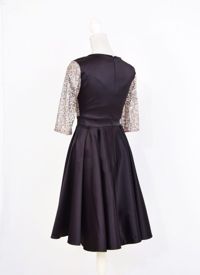 Rochie de ocazie din tafta neagra cu tulle cu gliter Noelia