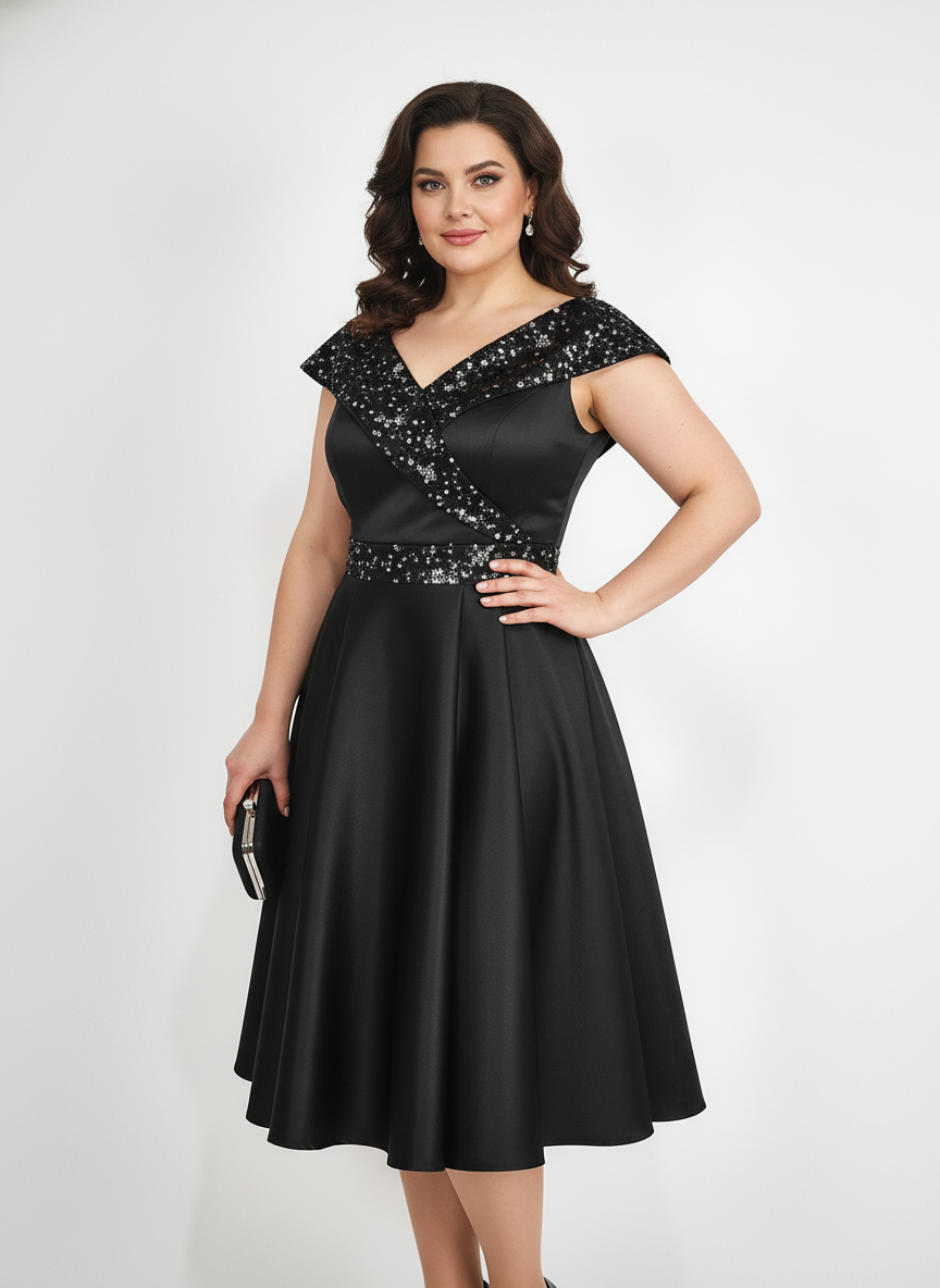 Rochie de ocazia din tafta neagra cu tulle cu gliter gri Victoria