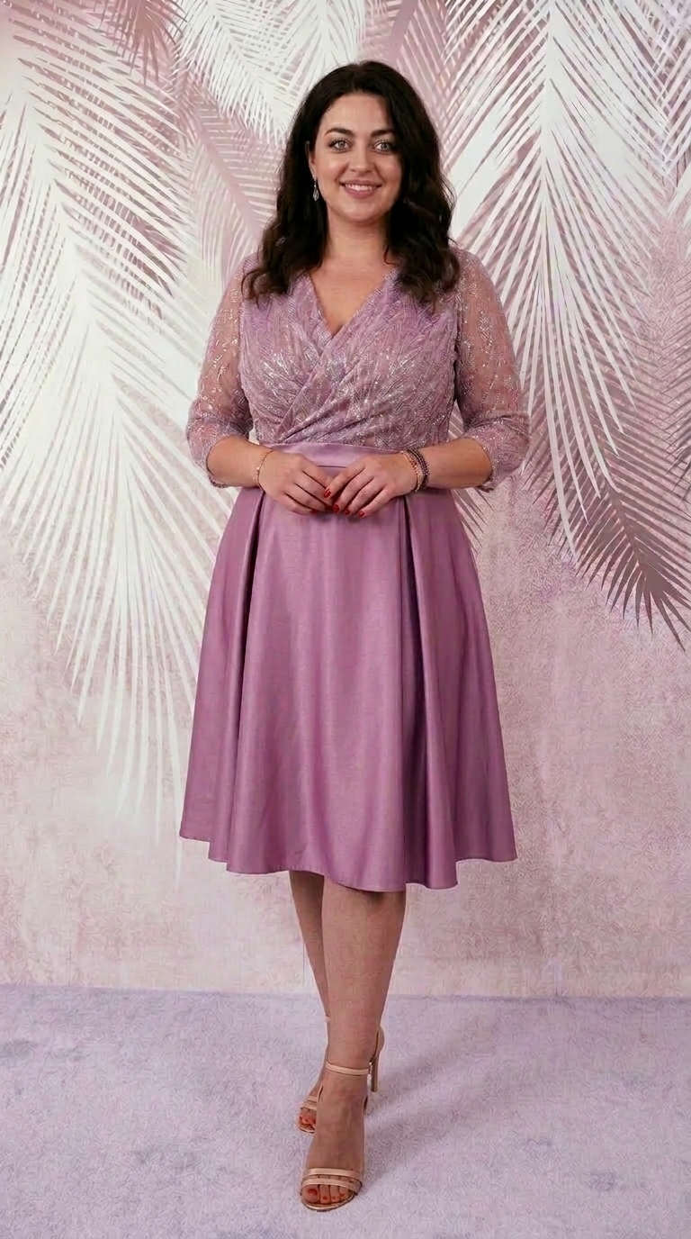 Rochie de ocazie din tafta roz-pruna si tiul cu gliter Sonia