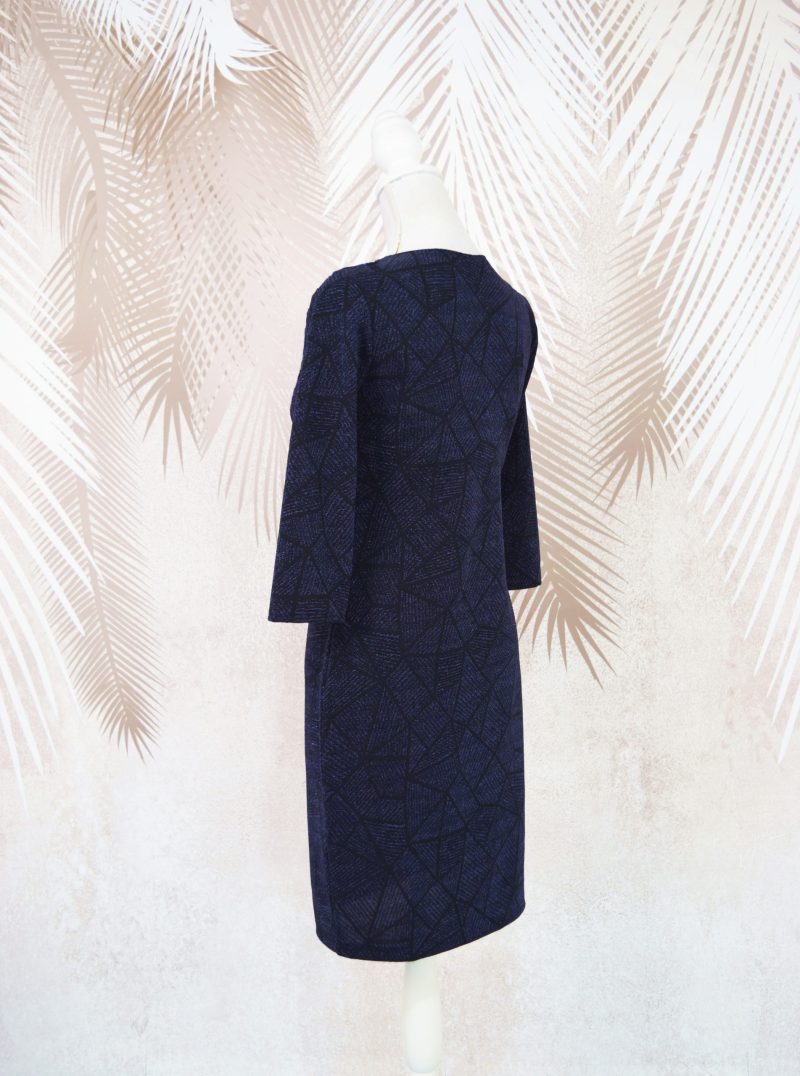 Rochie eleganta bleumarin cu broderie florala 3D Annabella3