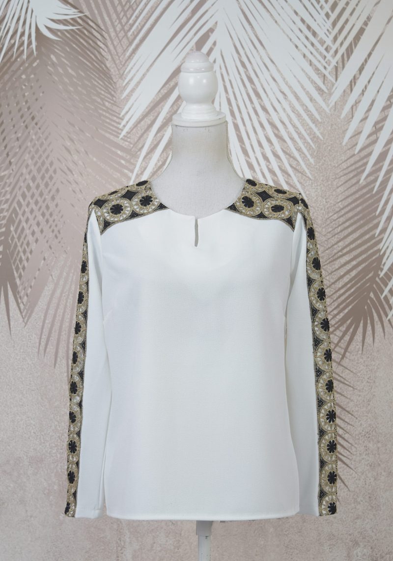 Bluza alba stilizata cu broderie Teodora