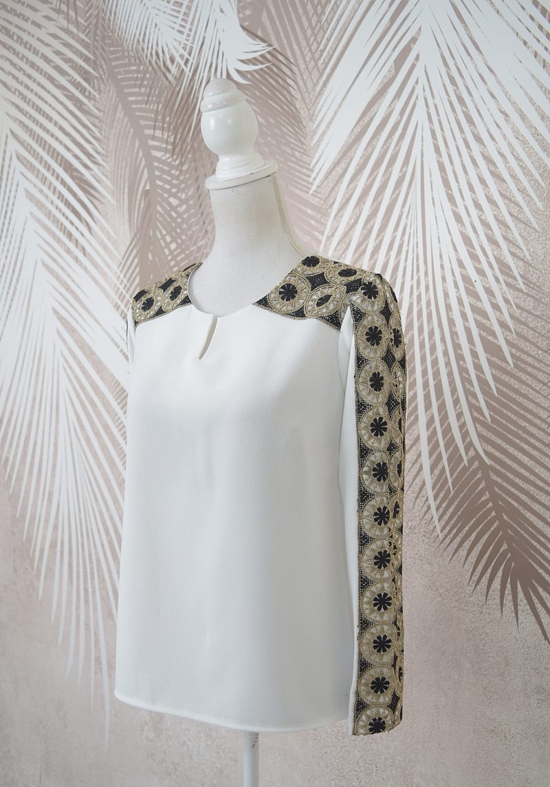 Bluza alba stilizata cu broderie Teodora