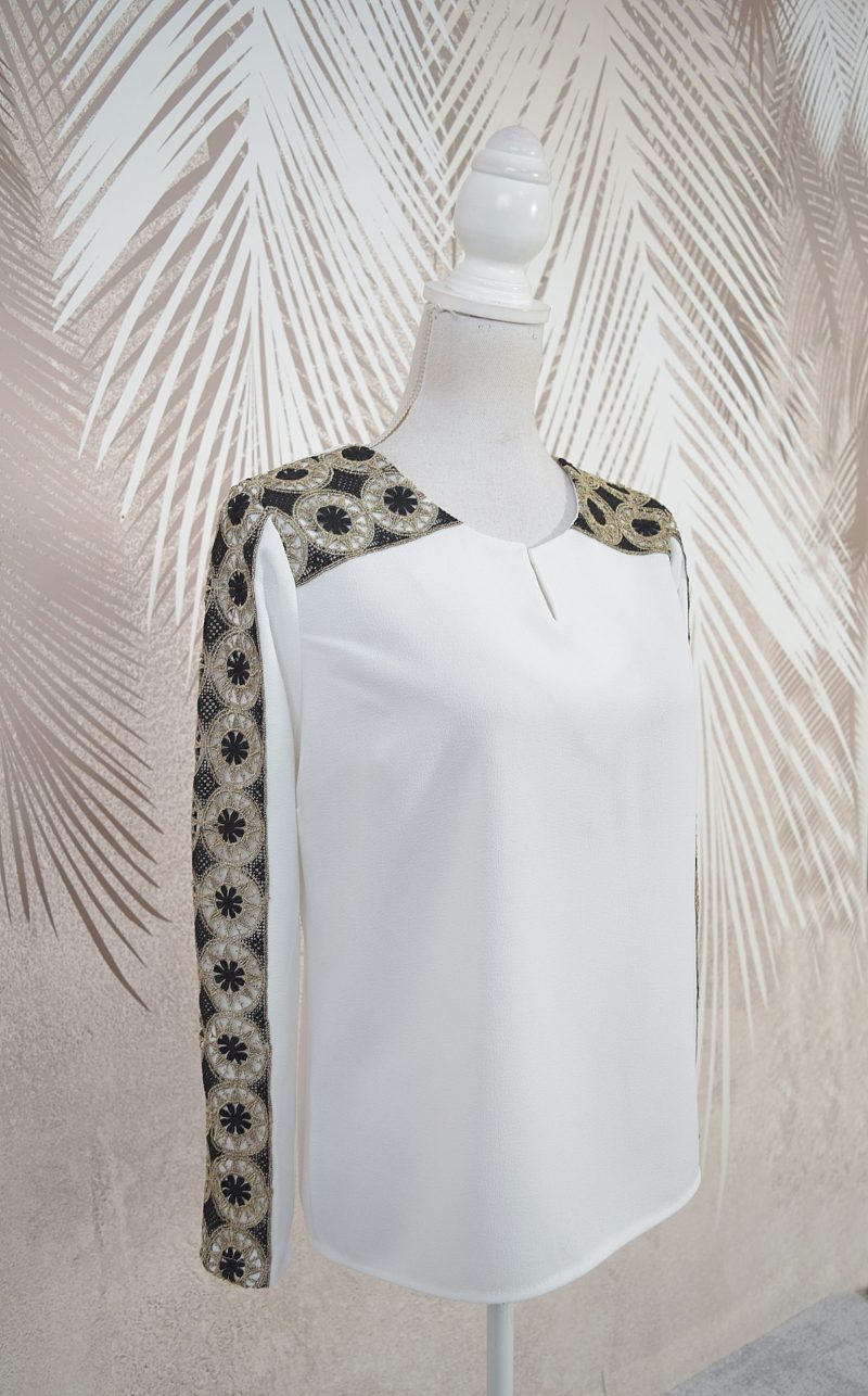 Bluza alba stilizata cu broderie Teodora