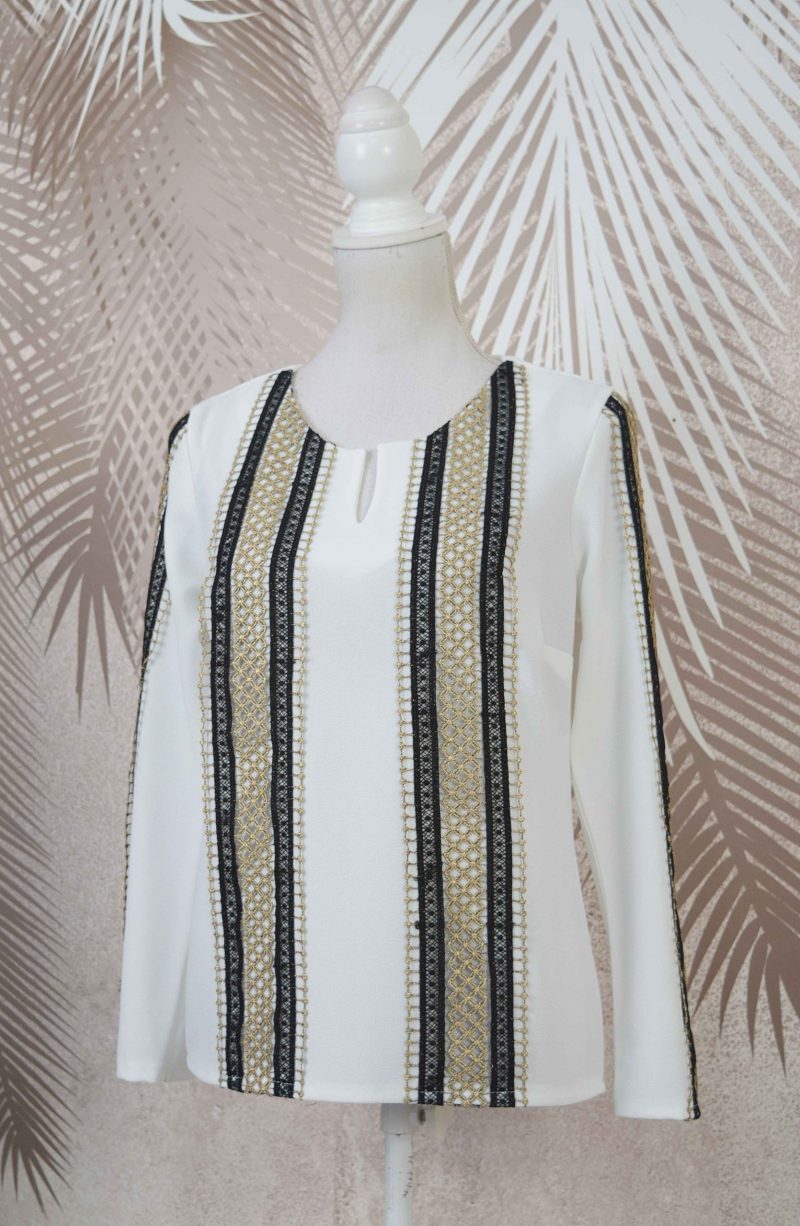 Bluza alba stilizata cu broderie Ilinca