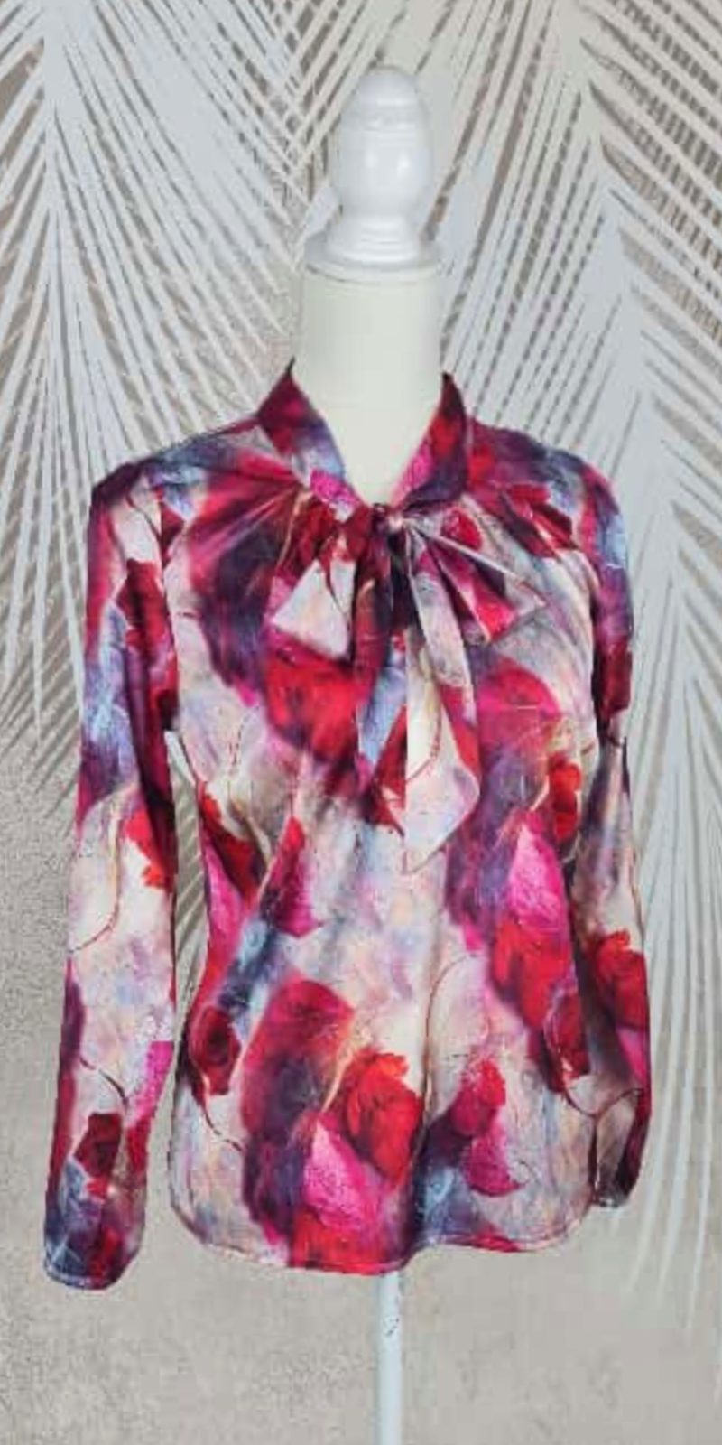 Bluza eleganta cu imprimeu si esarfa Smaranda ciclam