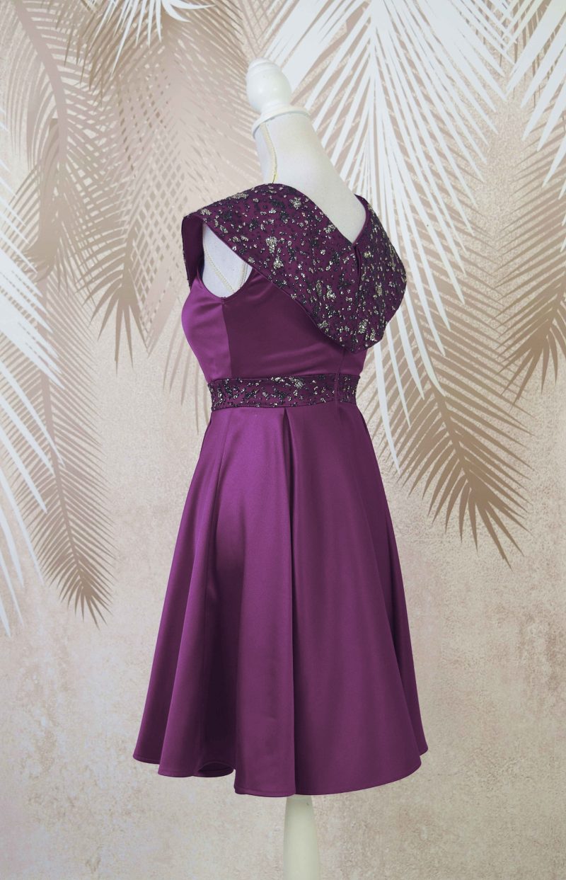 Rochie de ocazie mov din tafta si gliter Victoria