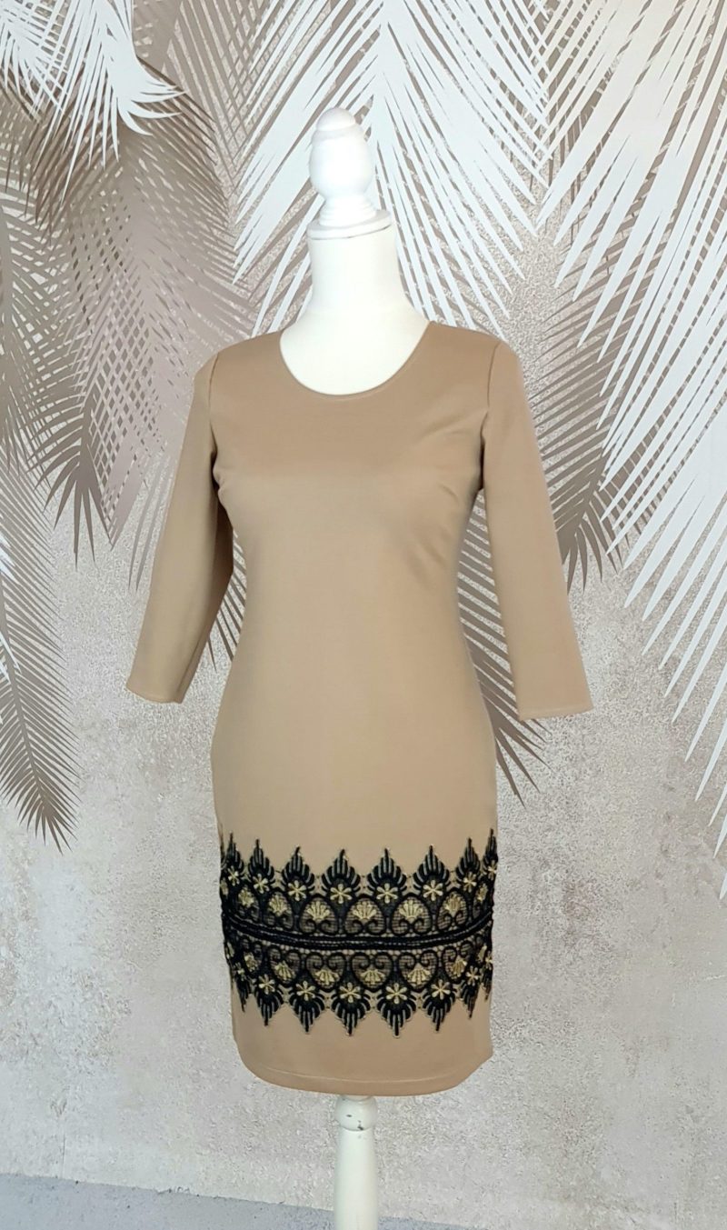 rochie bej cu broderie Antonia