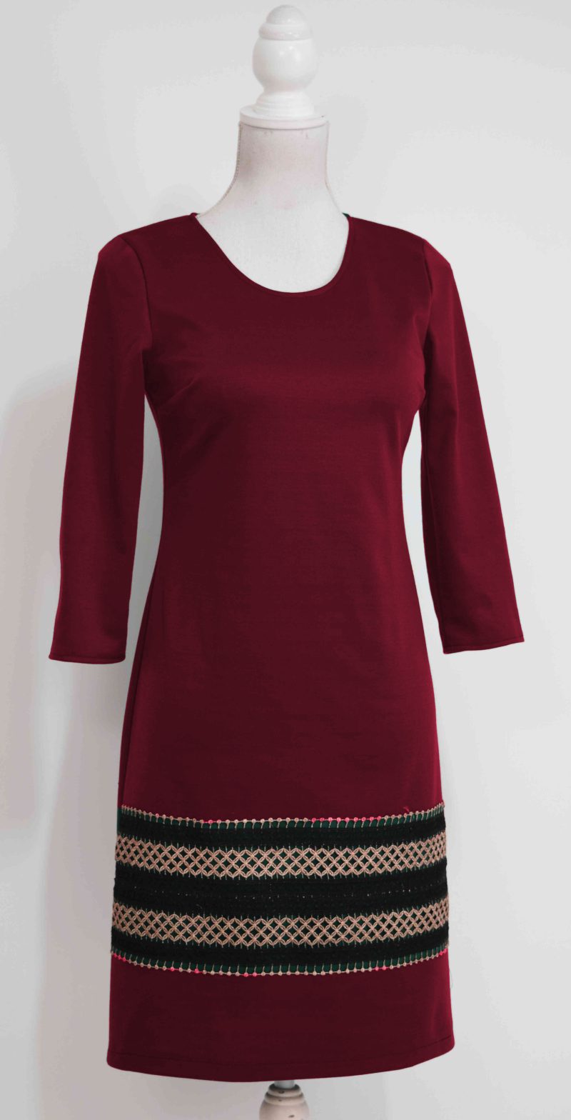 Rochie visinie cu broderie Ilinca
