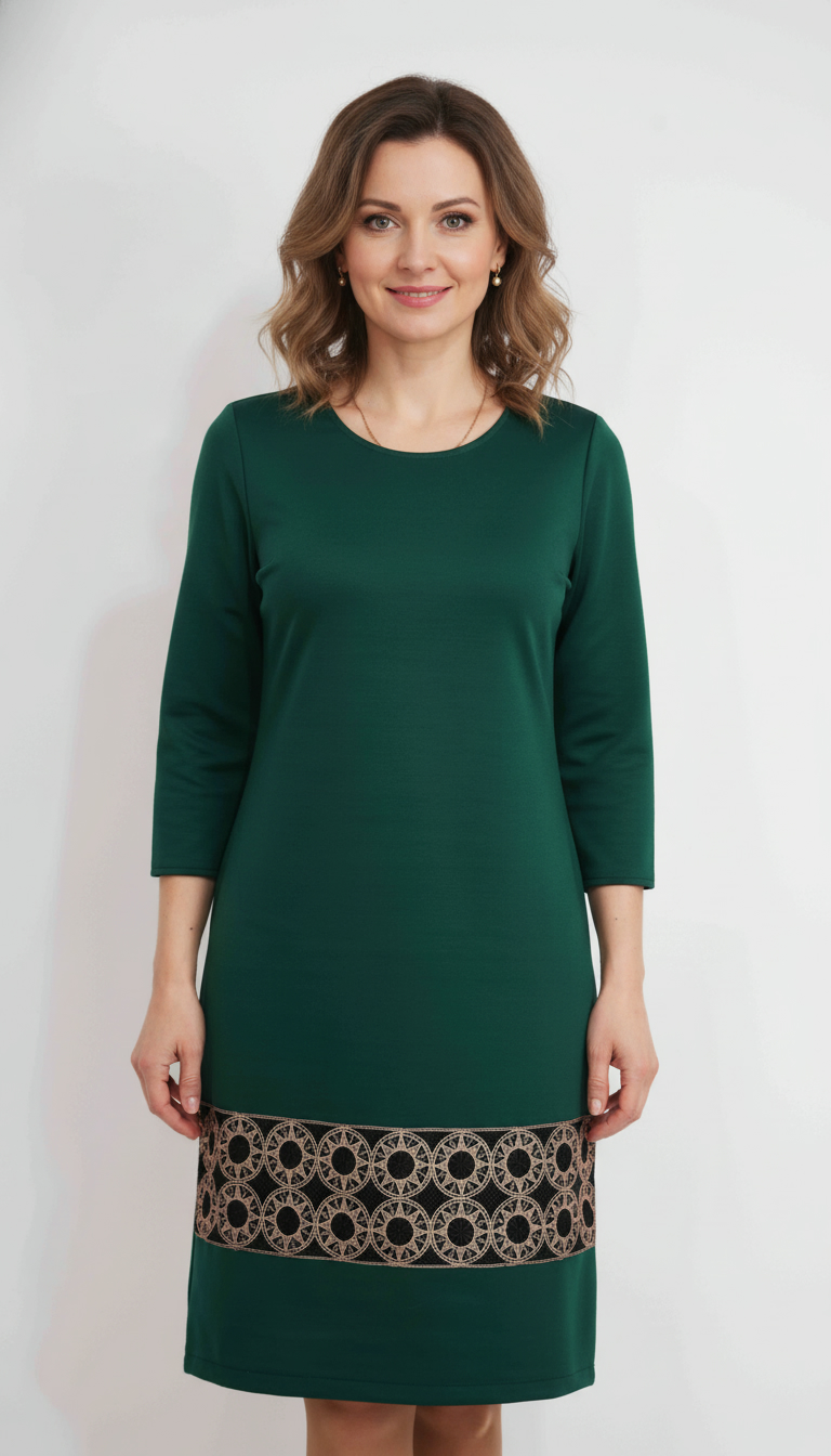 Rochie verde cu broderie Teodora