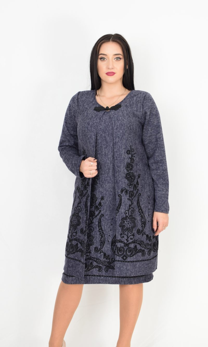 Compleu elegant bleumarin cu broderie Eva