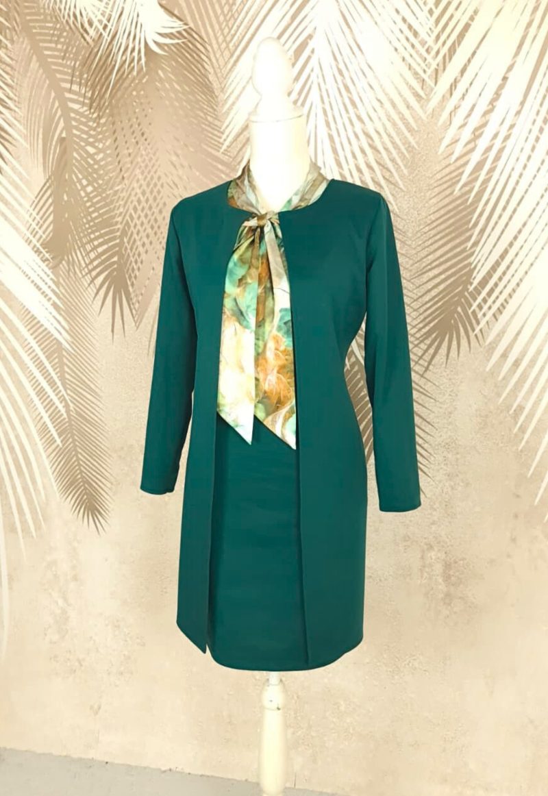 Compleu cardigan si fusta verde si cu bluza eleganta Smaranda