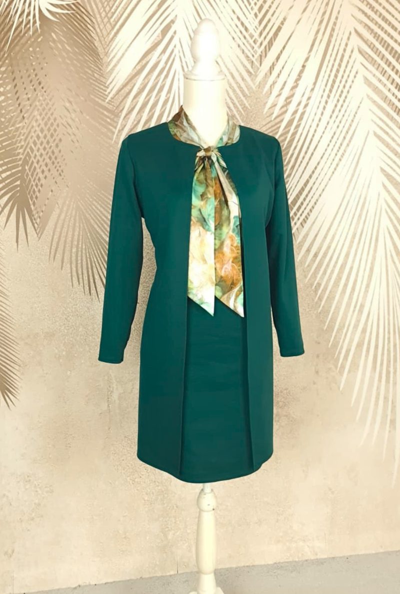 Compleu cardigan si fusta verde si cu bluza eleganta Smaranda