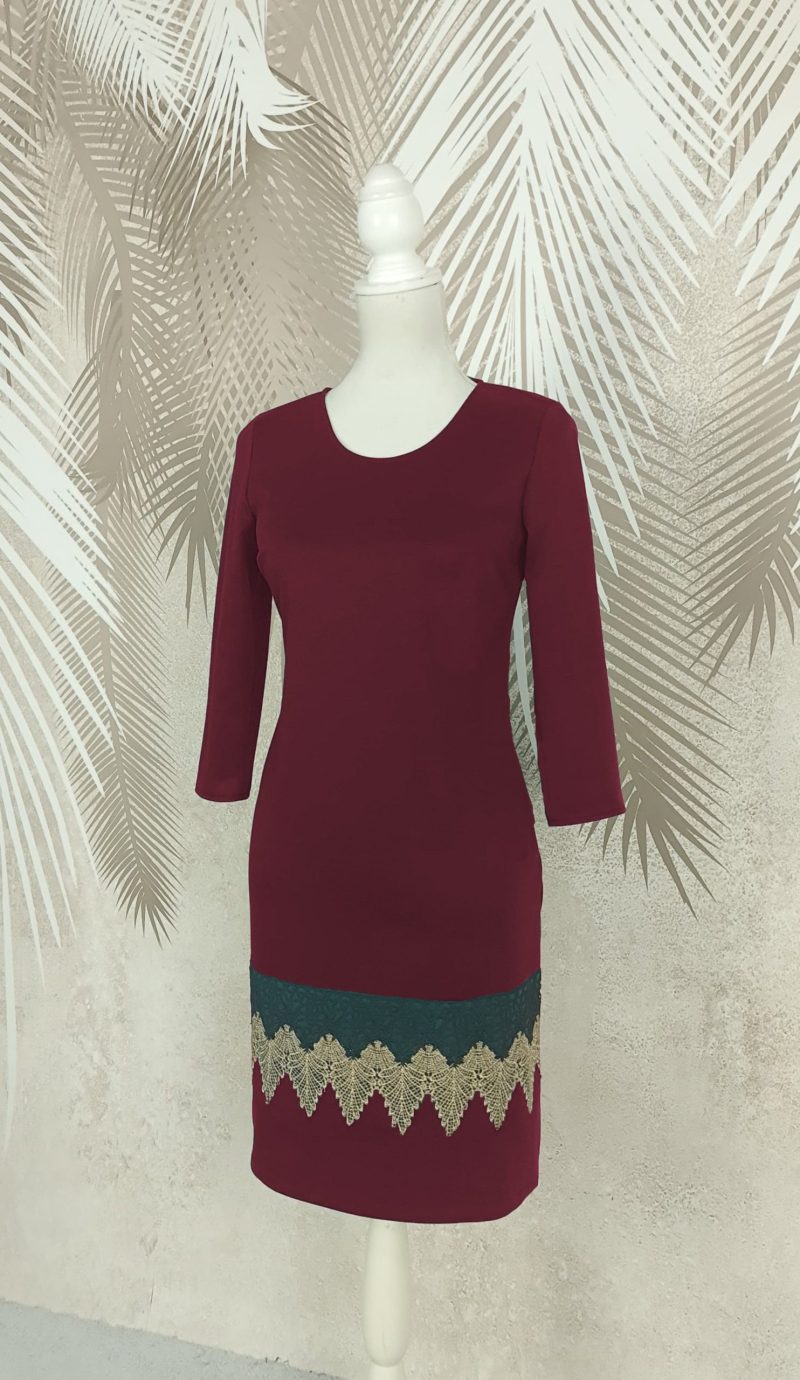 Rochie visinie cu broderie Carina