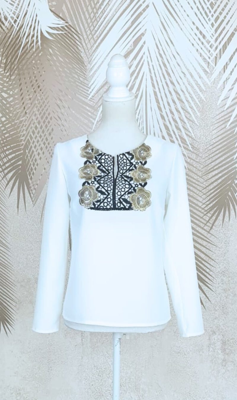 Bluza alba cu broderie Melania