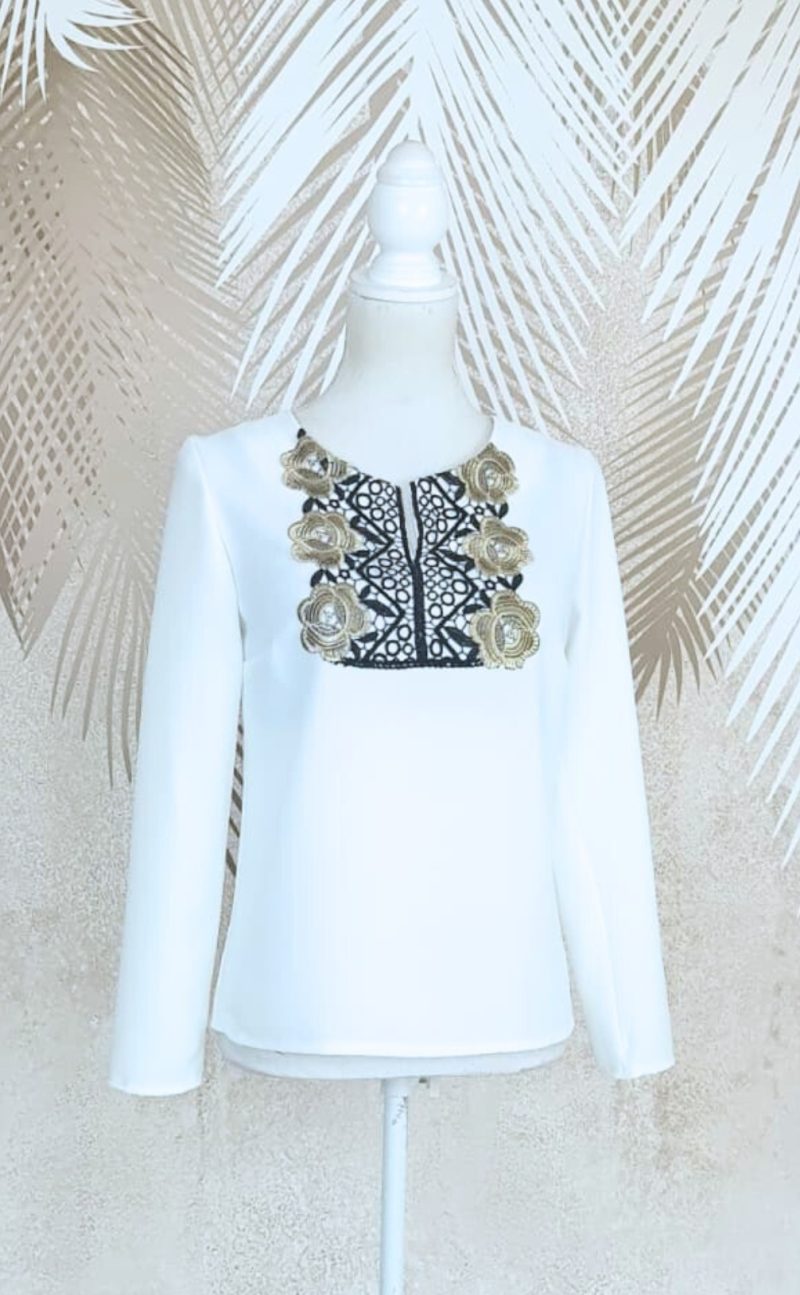 Bluza alba cu broderie Melania