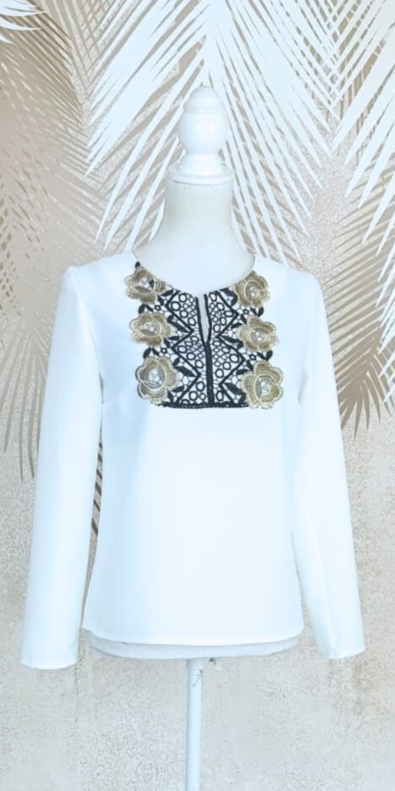 Bluza alba cu broderie Melania