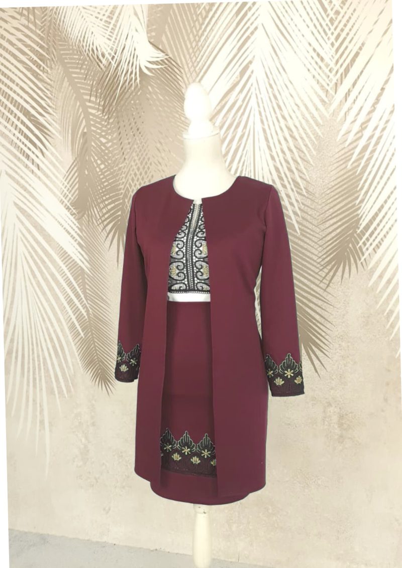 Cardigan elegant visiniu cu broderie Eva