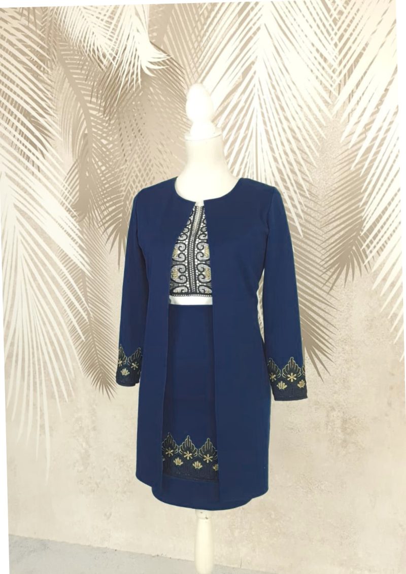 Cardigan elegant bleumarin cu broderie Eva