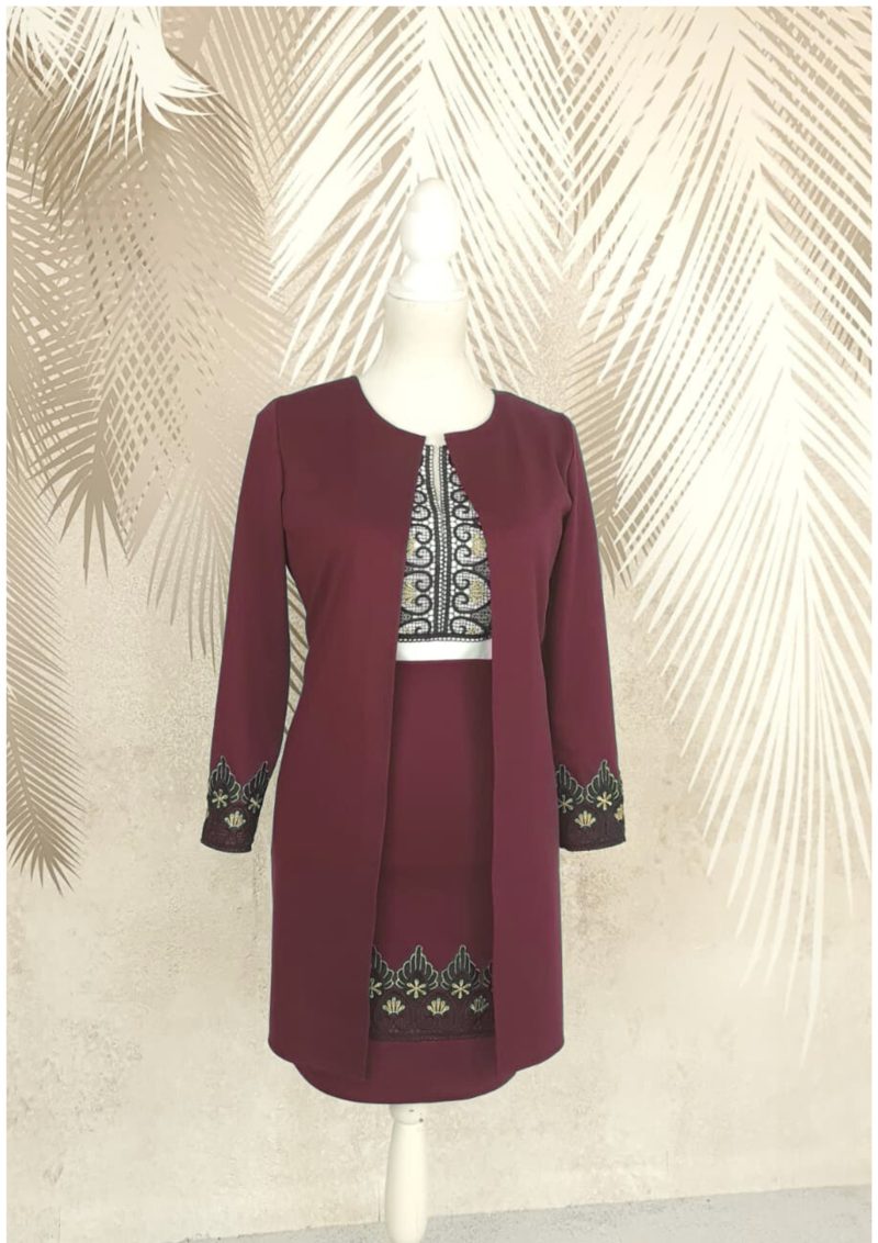 Cardigan elegant visiniu cu broderie Eva