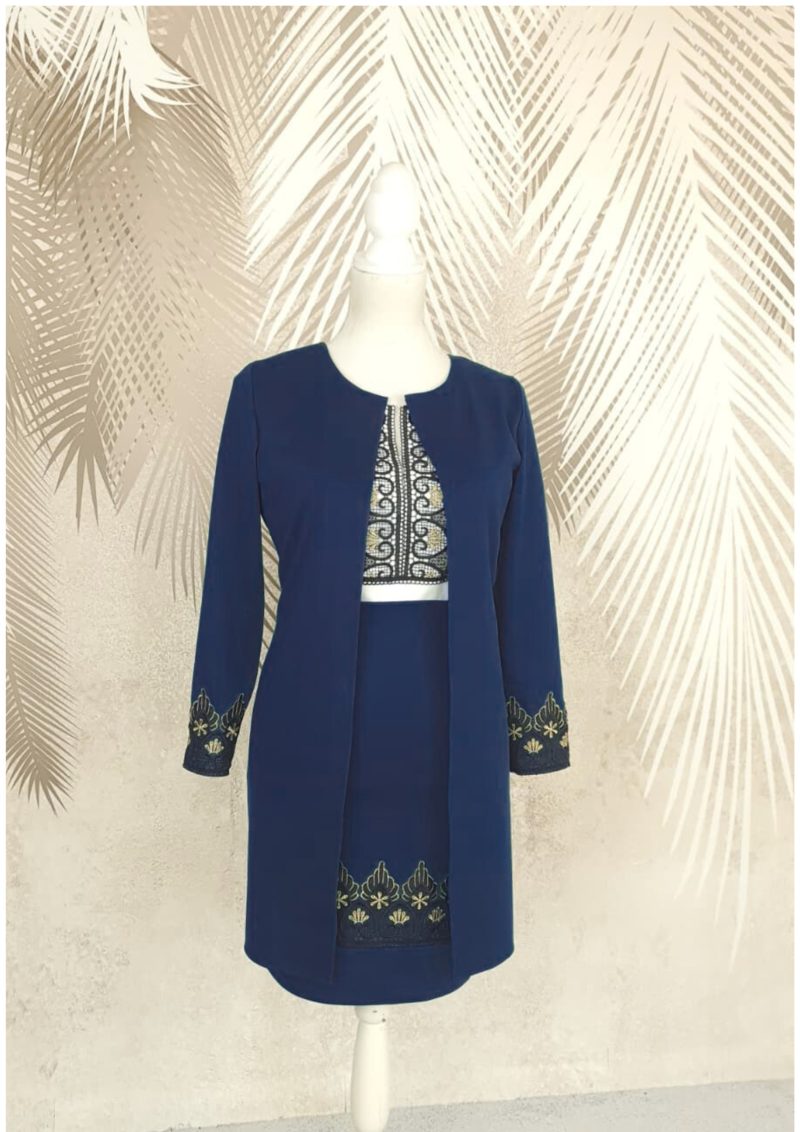 Cardigan elegant bleumarin cu broderie Eva