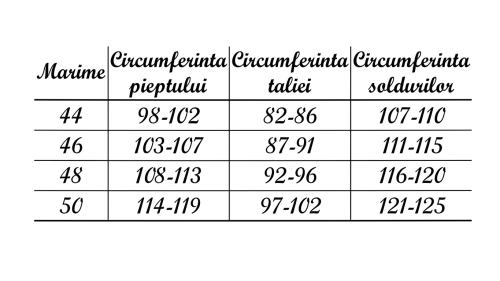 tabel cu marimi 44 - 50