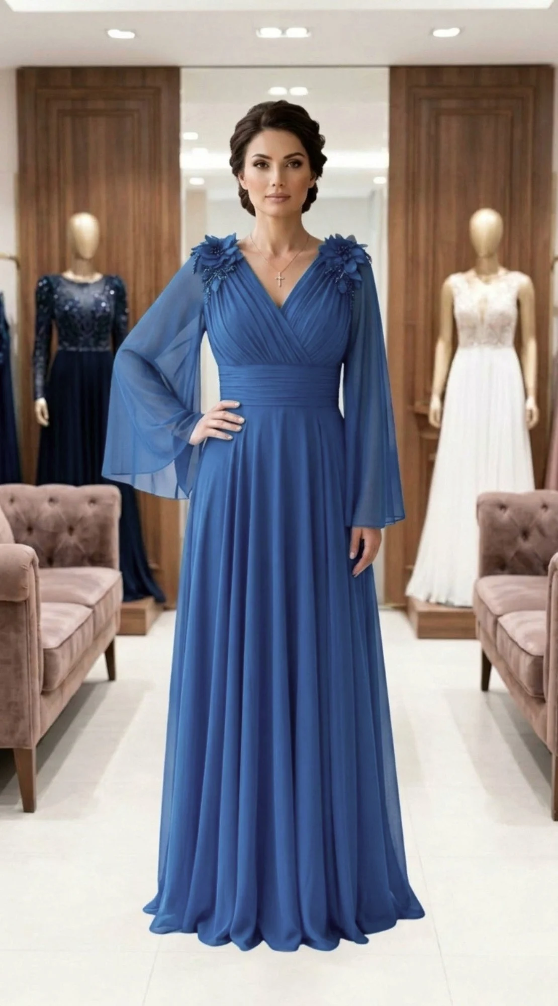 Rochie lunga albastru-regal Carina