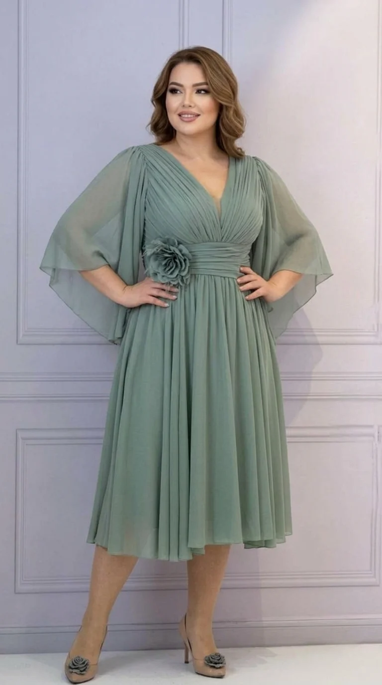 Rochie de ocazie verde-salvie Anastasia