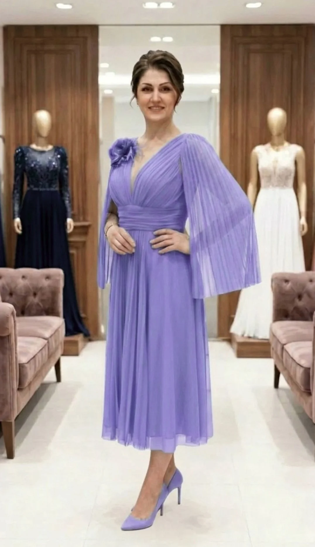 Rochie de ocazie bleo-liliac Iris - imagine 2