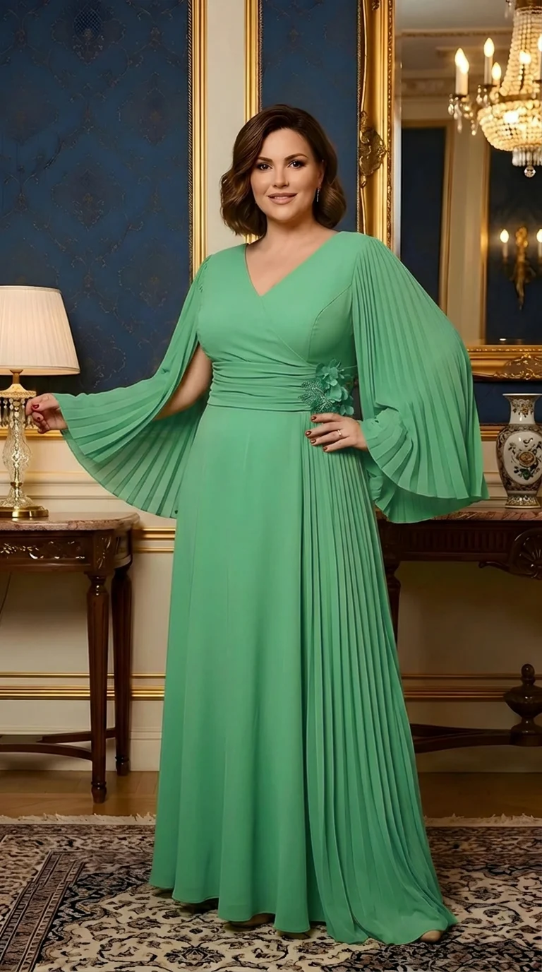 Rochie lunga verde-salvie Divine