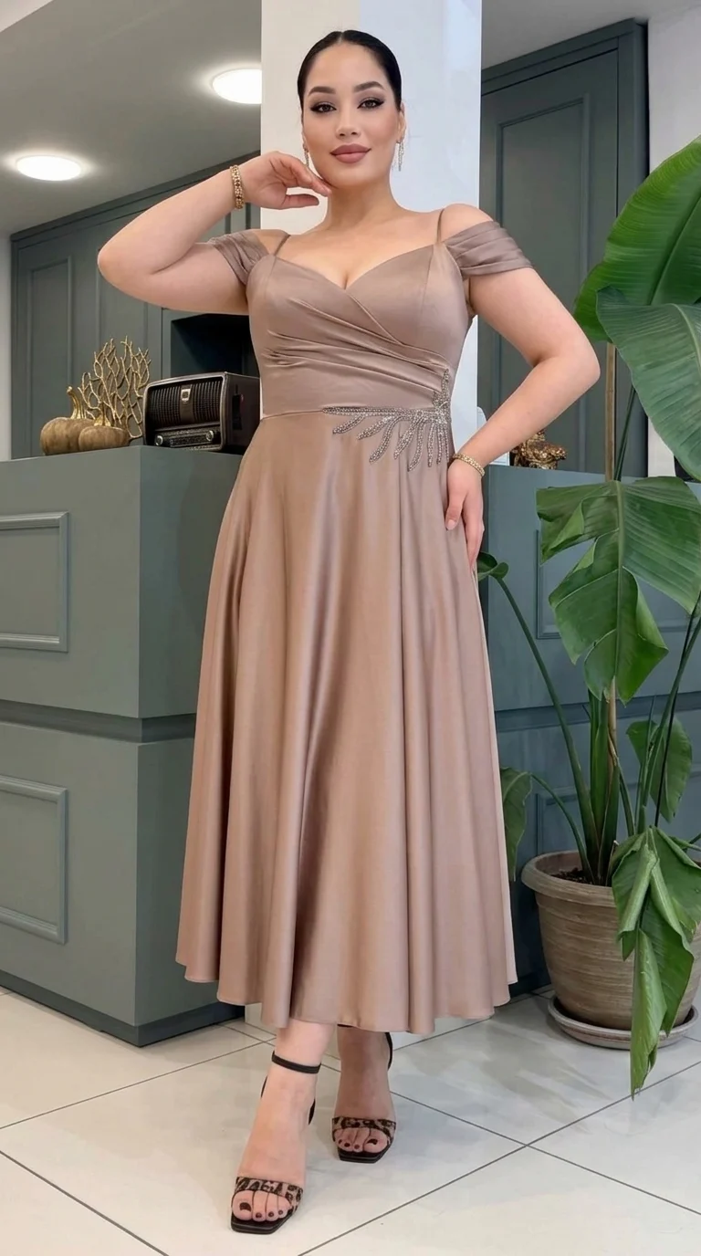 Rochie de ocazie clos capuccino Margot