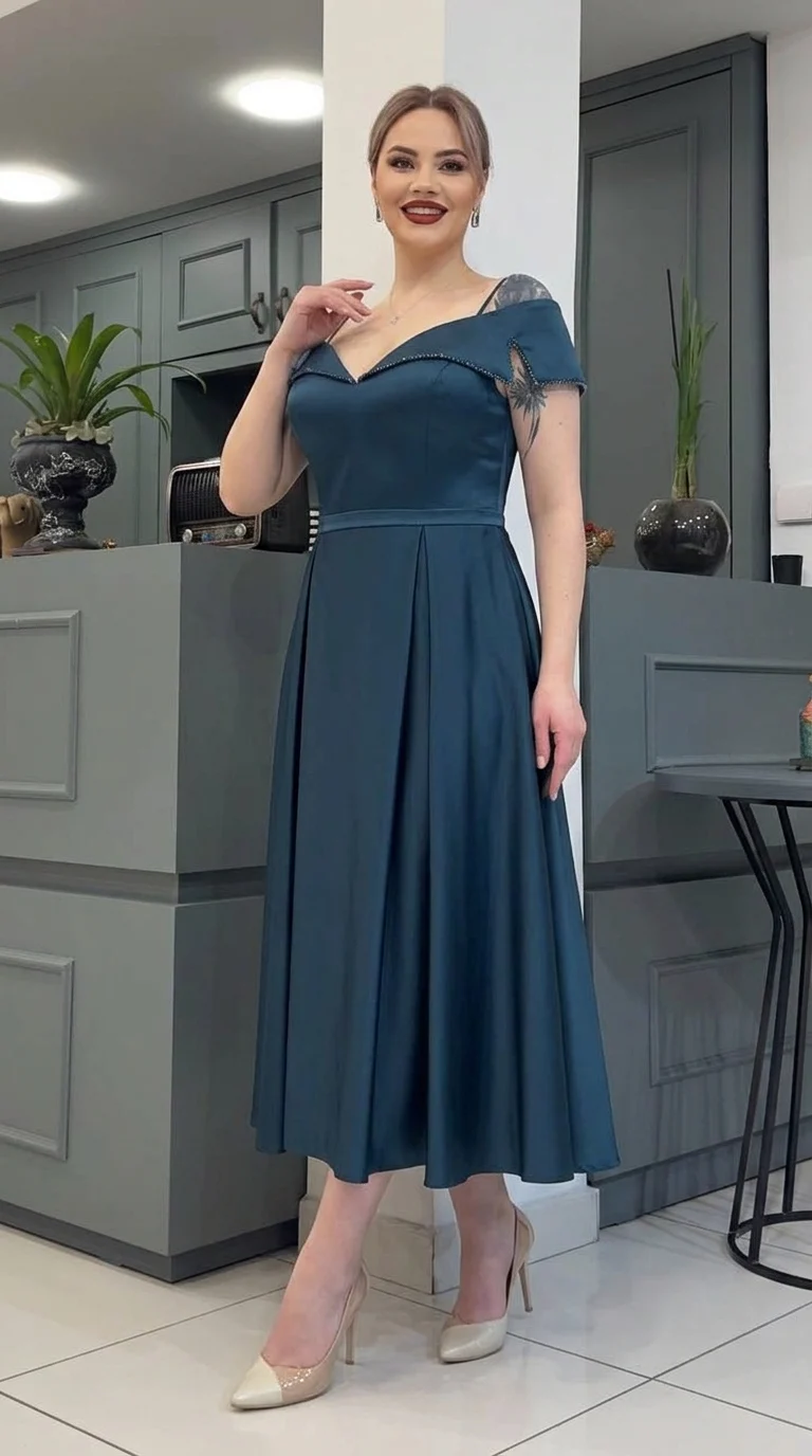 Rochie de ocazie verde-petrol Margot