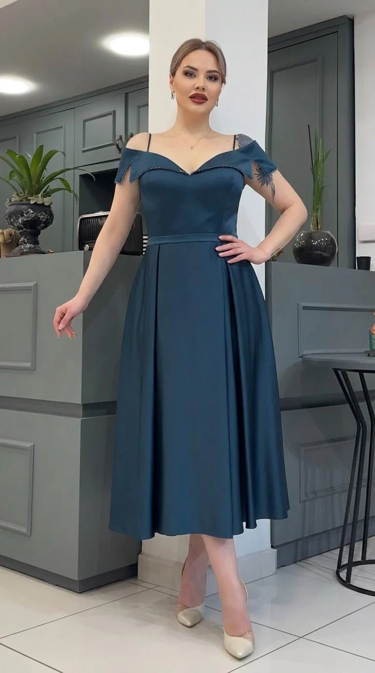 Rochie de ocazie verde-petrol Margot