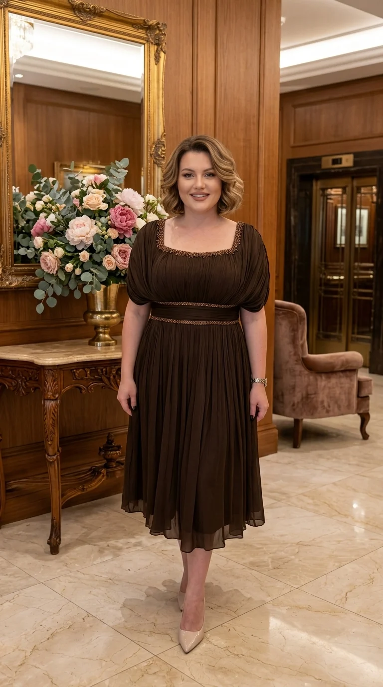 Rochie de ocazie ciocolatiu Julieta