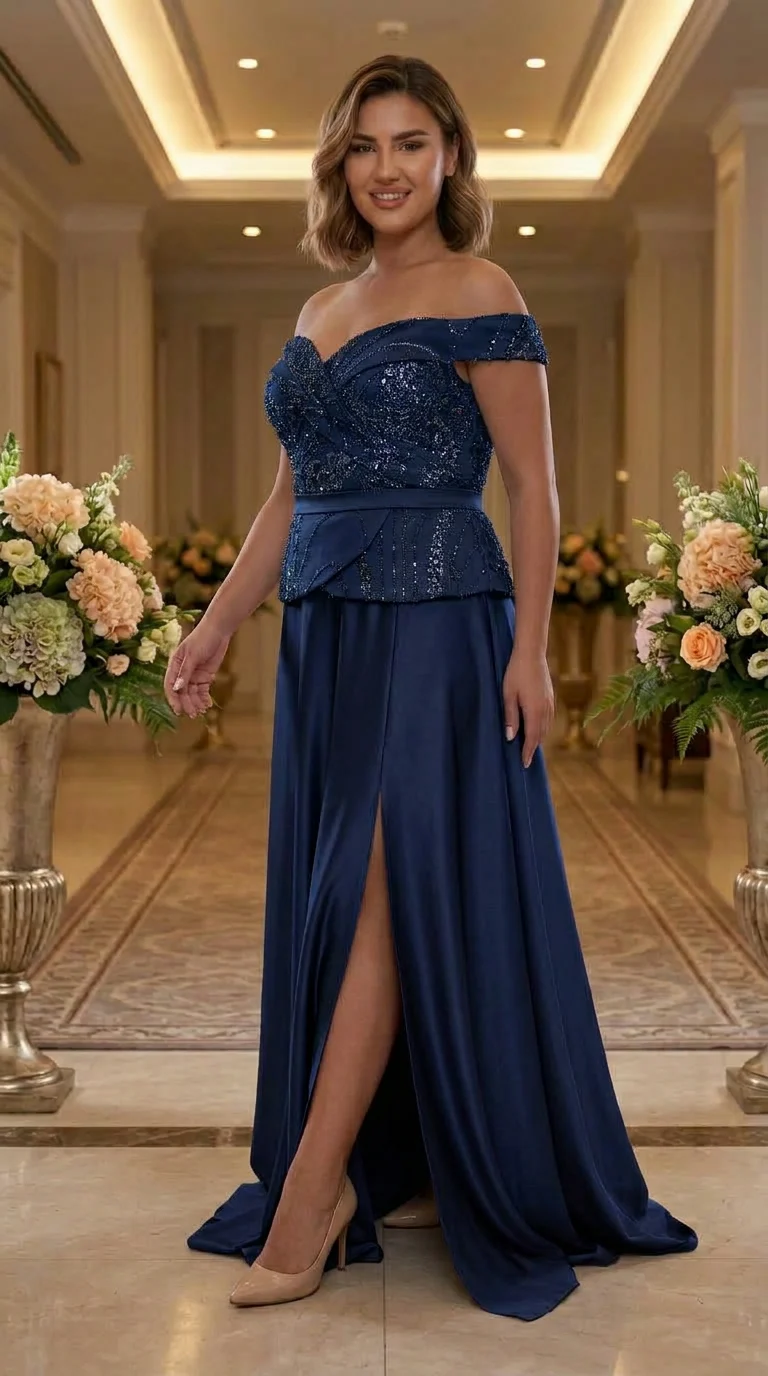 Rochie lunga bleumarin Klarisa