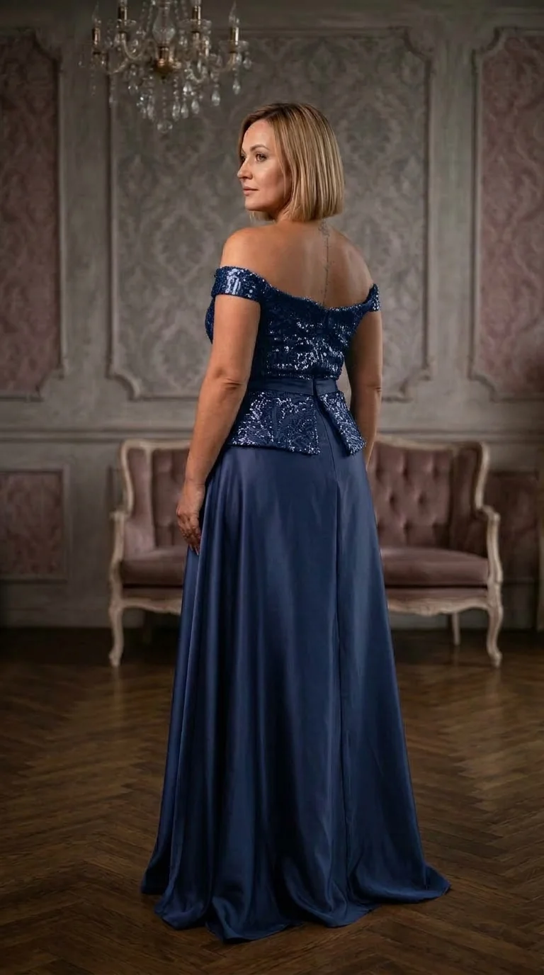 Rochie lunga bleumarin Klarisa